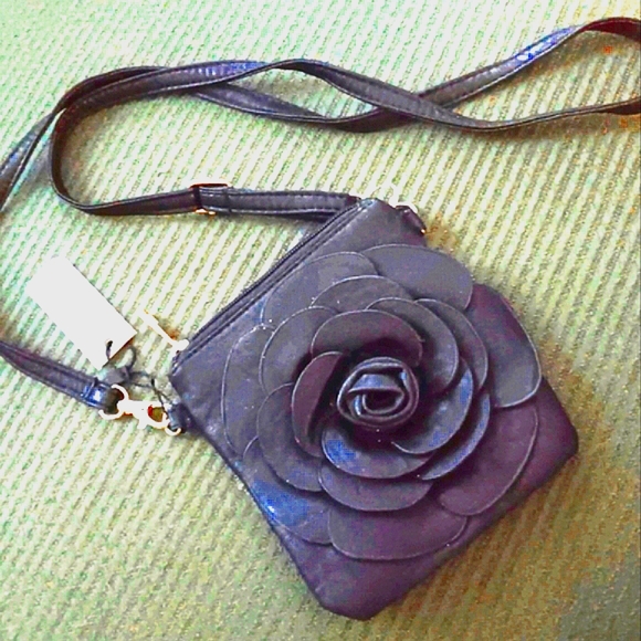 NWT Rolling Sage Leather-Look Rosette Mini-Bag - Picture 1 of 7